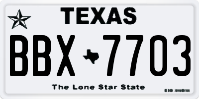 TX license plate BBX7703