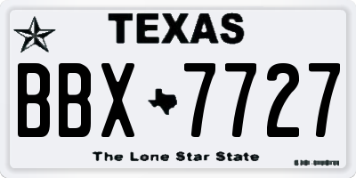 TX license plate BBX7727
