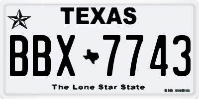 TX license plate BBX7743