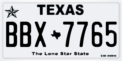 TX license plate BBX7765