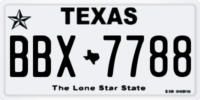 TX license plate BBX7788