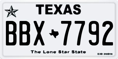 TX license plate BBX7792