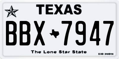TX license plate BBX7947