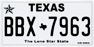 TX license plate BBX7963