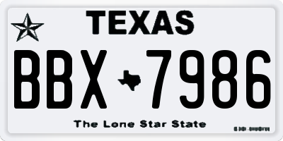 TX license plate BBX7986