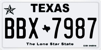 TX license plate BBX7987