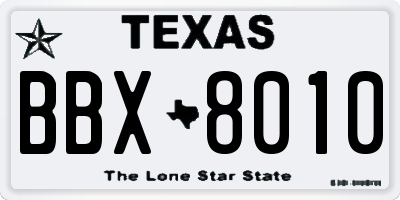 TX license plate BBX8010