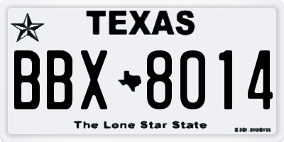 TX license plate BBX8014