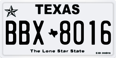 TX license plate BBX8016