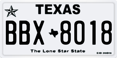TX license plate BBX8018