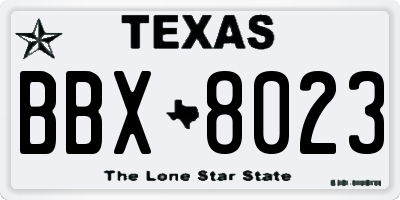 TX license plate BBX8023