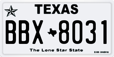 TX license plate BBX8031