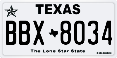 TX license plate BBX8034