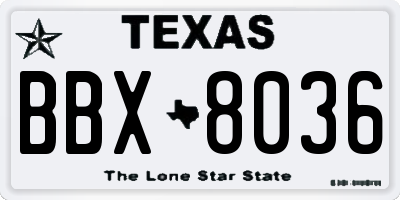 TX license plate BBX8036
