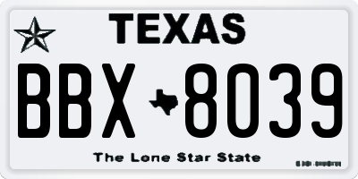 TX license plate BBX8039