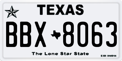 TX license plate BBX8063