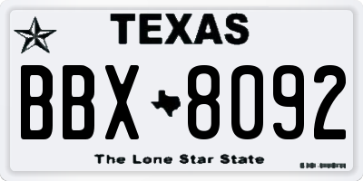 TX license plate BBX8092