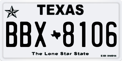 TX license plate BBX8106
