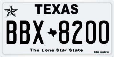 TX license plate BBX8200