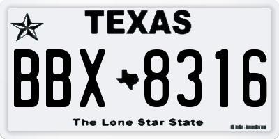TX license plate BBX8316