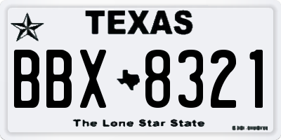 TX license plate BBX8321