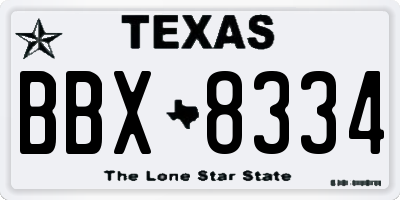 TX license plate BBX8334