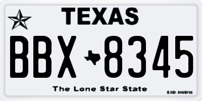 TX license plate BBX8345