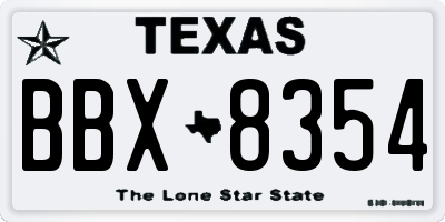 TX license plate BBX8354