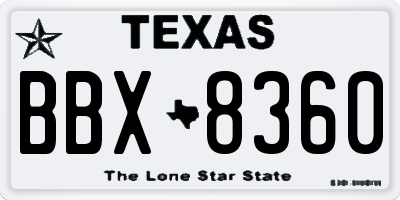 TX license plate BBX8360