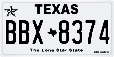 TX license plate BBX8374