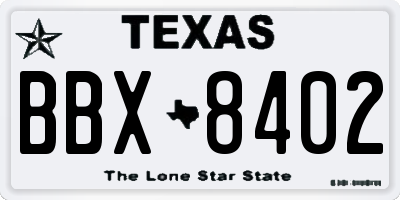 TX license plate BBX8402