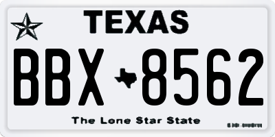 TX license plate BBX8562