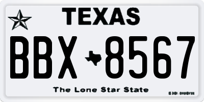 TX license plate BBX8567