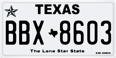 TX license plate BBX8603