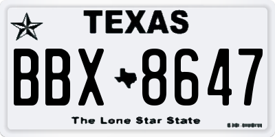 TX license plate BBX8647