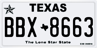 TX license plate BBX8663