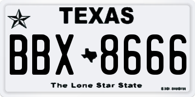 TX license plate BBX8666