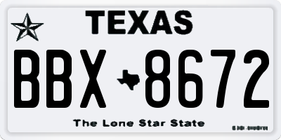 TX license plate BBX8672