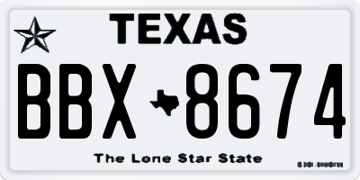 TX license plate BBX8674