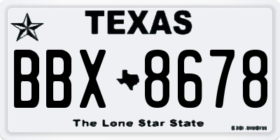 TX license plate BBX8678