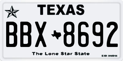 TX license plate BBX8692