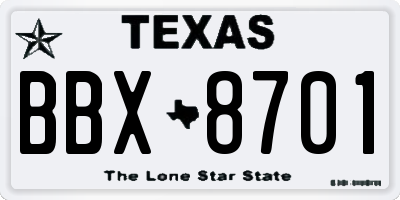 TX license plate BBX8701