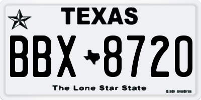 TX license plate BBX8720