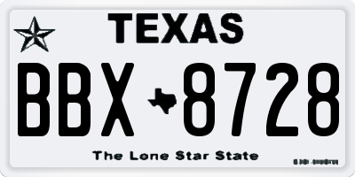 TX license plate BBX8728