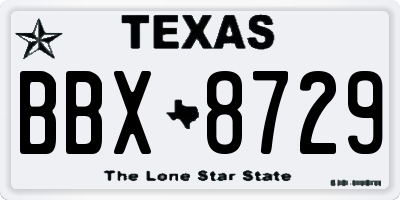 TX license plate BBX8729
