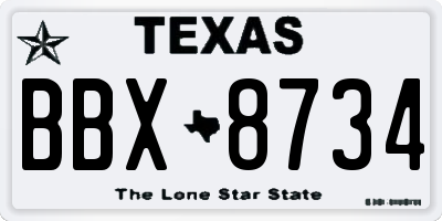 TX license plate BBX8734