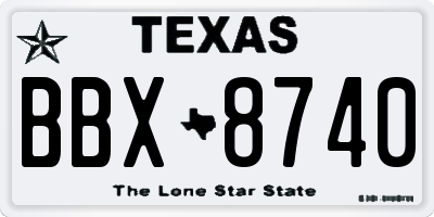 TX license plate BBX8740
