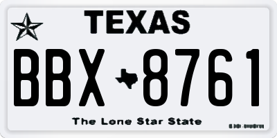 TX license plate BBX8761