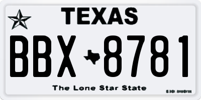 TX license plate BBX8781