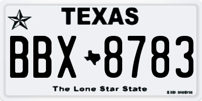 TX license plate BBX8783